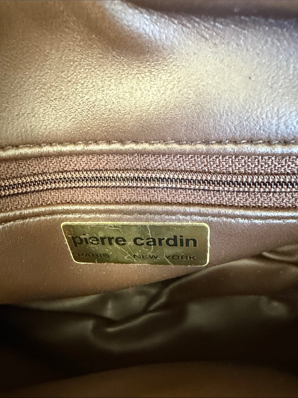 Pierre Cardin Tan Monogram Crossbody Bag with Gold Accent - Picture 8 of 9